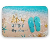 New Life is Better,in Flip Flops,Beach House Front Door Mat,Beach Flip Flops Door Mat,Summer Doormat Home Decor Welcome Mat,Indoor Doormat,Front Back Door Mat 30x18 Inch