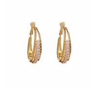 New Light Senior Sense Of Alloy Circle Earrings Female Needle Ear Jewelry Flashy Earrings for Women (Gold, One Size)