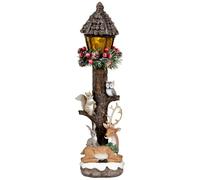 New Light Up Christmas Lampost Cottage Light Up Lamp Post Reindeer Figurine Charming Woodland Scene Ideal For Indoor Outdoor X-Mas Home Decor -A22