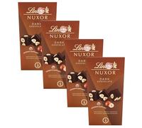 New Lint Nuxor Milk and Dark Chocolate With Whole Roasted Hazelnuts Box, 150g - Gift Present or Sharing Box - Birthday, Thank you Perfect for Christmas & New Year (x4, Dark Nuxor Box)