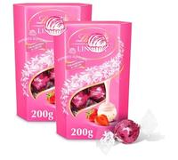 New Lint Shortbread, Pistachio, Tiramisu, Dark Mint Milk Chocolate Truffles 200g, Pack of 2, Chocolate Truffles Perfect for Christmas & New Year 2025 (x2, Strawberries & Cream)