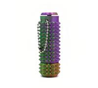 New Little Pain Fidget, 3D Printed Spiky Stim Keychain, Fidget Keychain with [Rotate & Click] Functions, Sensory Toys for Stress Relief Relaxation Adults Teens Stim Toy (B- Green,Purple and Copper)