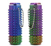 New Little Pain Fidget, 3D Printed Spiky Stim Keychain, Fidget Keychain with [Rotate & Click] Functions, Sensory Toys for Stress Relief Relaxation Adults Teens Stim Toy (B-Green+Blue)