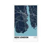 New London CT Map, Connecticut, Connecticut Canvas Art Poster And Wall Art Picture Print Modern Family Bedroom Decor Posters 12x18inch(30x45cm)