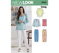 New Look sewing pattern 6292: Misses' Tunic or Top and Pull-on Pants, Paper, WHITE, Size: A (10-12-14-16-18-20-22)