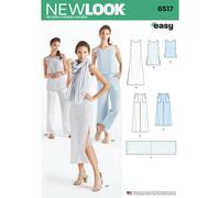 Simplicity New Look Pattern 6517 Women’s Dress, Tunic, Top, Pants, and Scarf, Paper, White, 22 x 15 x 1 cm