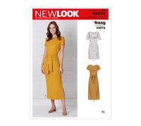 New Look Sewing Pattern N6650 Misses' Knit Dress with Sleeve & Length Variations, Paper, Various, A (10-12-14-16-18-20-22),UN6650A