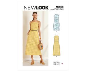 NEW LOOK 6666 MISSES' HALTER DRESSES with Back Tie Sewing pattern Sizes 6 - 18