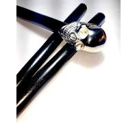 New Look Condition Silver Skull Folding Walking Stick 36 Inches - Handcrafted Walking Cane with Brass Handle