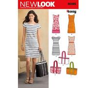 New Look Easy Sewing Pattern 6095: Misses Dresses and Bags, Size A(10-12-14-16-18-20-22), Multicolor
