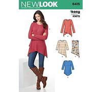 New Look Ladies Easy Sewing Pattern 6415 Jersey Knit Asymmetric Hemline Tops