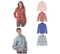 New Look Ladies & Mens Sewing Pattern 6232 Classic Long Sleeve Shirts