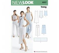 Simplicity New Look Pattern 6517 Women’s Dress, Tunic, Top, Pants, and Scarf, Paper, White, 22 x 15 x 1 cm
