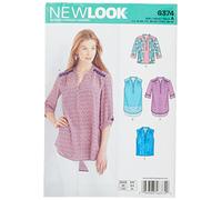 New Look Pattern 6374: Blouse, Paper, White, Size A (10-12-14-16-18-20-22)