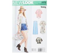 New Look Sewing Pattern 6378: Misses' Easy Kimonos with Length Variations, Size A (XS-S-M-L-XL)