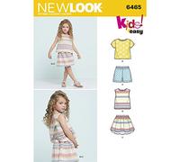 New Look Sewing Pattern 6465A Child's Easy Top, Skirt and Shorts, Paper, White, 22 x 15 x 1 cm