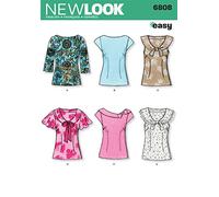New Look Sewing Pattern 6808: Misses Tops, Size A, Cotton, White, A (8-10-12-14-16-18)