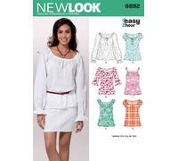 New Look Sewing Pattern 6892: Misses Tops, Size A, A (6-8-10-12-14-16)