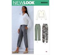 New Look Sewing Pattern N6644 Misses' Cargo Pants and Knit Top, Paper, White, Various, UN6644A