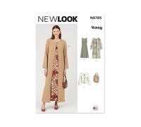 NEW LOOK Sewing Pattern UN6785A Misses' Dress and Coat Each in Two Lengths, Jacket and Bag A (10-12-14-16-18-20-22)