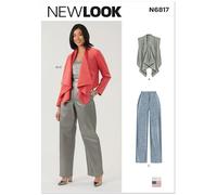 New Look Sewing Pattern UN6817A Misses' Draped Front Vest, Jacket and Trousers A (10-12-14-16-18-20-22)