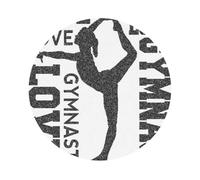 new love gymnastics Printed Coasters Set of 6, Tabletop Protection Leather Coasters for Cup Drinks Coffee Pads Beer Bar Mat Gifts, Round Shape