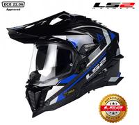 LS2 MX701 Explorer Carbon Adventure Motocross Helmet, carbon-blue, size S for Men
