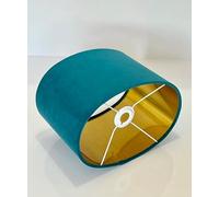 New Luxury Aqua Blue Teal Velvet Fabric lamp Shade Oval Shape lamp Shade Oval Metallic Lining