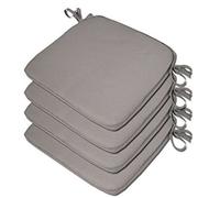 New Luxury Beautiful Garden, Dining Chair Foam Cushions Tie On Seat Pads in sets Beautiful Thick Quality (Pack of 4, Silver/Grey)