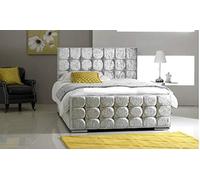 New Luxury Cube Bed Frame in Crushed Velvet Fabric
