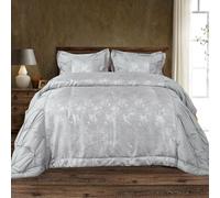 New Luxury Glitter Quilted Jacquard Bedspreads Bed Throw 3 Piece Bedding Set With Matching Pillow Shams (Maya-Silver, Super King)
