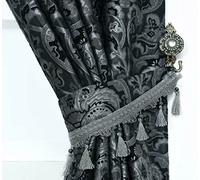 New Luxury Heavy Weight Jacquard Chenille Georgia Tiebacks Pair Set (Gray, Tie-Backs 26″)