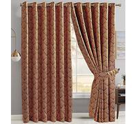 New Luxury Jacquard Fully Lined Curtains for Living Room Ring Top/Eyelet 3D Wave Curtains Modern Panels For Bedroom & Windows (Orange, W 66'' x L 90'')