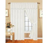 New Luxury Jacquard Fully Lined Heavy Pencil Pleat Malta Curtains With 2 Tie Backs (Malta-White, 66" x 54")