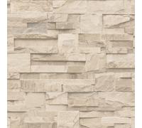 NEW LUXURY MURIVA SLATE STONE BRICK WALL EFFECT TEXTURED VINYL WALLPAPER BEIGE J27407 by UGEPA