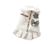 NEW Luxury Princess Wedding Dog Dress, Winter Puppy Costume with Matching Bag for Pomeranian Poodle Schnauzer(WHITE,L4.5-5.5KG)