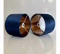New Luxury Velvet Navy Blue lamp Shade and Pendant Light Shade with Metallic Lining (20cm d x 18cm h)