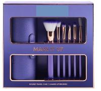 New Make It Up Gift Set With 1 x Round Travel Case, 6 x Cosmetic Brushes Best Set of Girls Need to Take Control of your Look, Perfect As A Gift for A Teenage Daughter - Purple