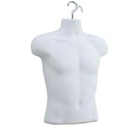 NEW MALE/FEMALE/KIDS HANGING BODY MANNEQUIN FORM TORSO DISPLAY BUST (White Matt, Male Half Body 60cm)