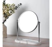 New Marble Effect Free Standing Dressing Table Mirror with Tray - Double-Sided with 1x Regular & 3x Magnifying Mirror M-05 (Mirror with Tray)