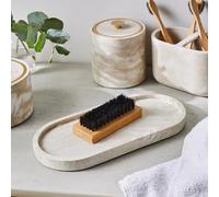 New Marble Resin Storage Tray - Elegant Bathroom Organiser, Durable Resin, Cream Marble Effect, Decorative Vanity Tray for Small Items M-18 (Storage Tray)