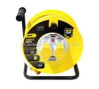 NEW Masterplug Extension Lead Open Drum Cable Reel 50m 110v Twin Socket Outlet