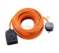 Masterplug One Socket Single Outdoor Extension Lead, 10 Metre Cable, Cable Tidy, Unswitched, Heavy Duty, Rewireable, 1-Way Plug Extension Cable, Orange, 13A, 1G, 10m, BOG10O