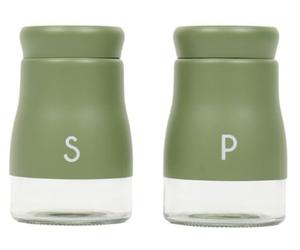 New Matt Salt and Pepper Shaker Set with A Glass Bottom and A Durable Steel Lid for Added Convenience, Elevate Your Dining Experience, Adds a Touch of Elegance to Your Table Setting - Matt Green