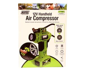 NEW Maypole 12v Rechargeable Battery Handheld Air Compressor With LED Light