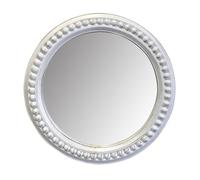 New Melton Round Beaded Wall Mirror - 51cm White Shabby Chic Decorative Mirror with Textured Bead Design | Rustic Hallway & Bedroom Home Décor Accent N-30
