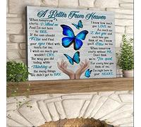 New Memorial Sympathy Gift Butterfly Memory Gift Remembrance Gift A Letter from Heaven Blue Butterfly Cute Sign Metal Tin Sign for Home and Kitchen Bar Man Cave Cafe Garage Wall Decor 12x8 Inch