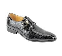 New Mens Black Shiny Patent Real Leather Crocodile Print Smart Formal Wedding Dress Monk Shoes[HY03-S34,Black,UK 11.5 EU 46]