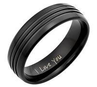 New Mens Black Titanium Ring 8mm wide Engraved inside with I Love You . Brand New Available in Most Sizes This is Size S Click Through to see other Sizes Comes in a Quality Gift Box Size S