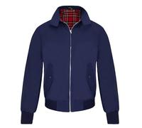 New Mens Bomber Jacket Tartan Lining 1970's Scooter Mod Vintage Retro Zipper Full Zip Top Coat (UK, Alpha, XXL, Regular, Regular, Blue)